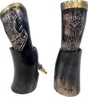 Corne à boire viking authentique de haute qualité, polie, style nautique, pour méad, bière, événements cosplay, artisanale, personnalisable, en buffle