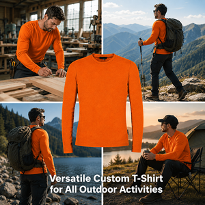 Camiseta de Manga Larga para Hombre, 100% Polipropileno, Color Sólido, Antibacteriana, Transpirable, de Secado Rápido, Estilo Deportivo, Personalizable, al por Mayor, Naranja - Product Image 5