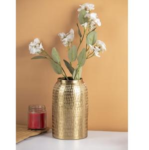 Florero de aspecto martillado de Metal de nuevo estilo chapado en oro para decoración de mesa de hogar y Hotel floreros cilíndricos - Product Image 2