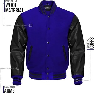 OEM Custom Embroidery Worsted <b>Patch</b> Polyester Men College Varsity Letterman Winter <b>Jacket</b> Breathable Thick Stand Collar Front - Product Image 4