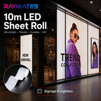 Lámina LED Flexible Ultrafina de 10 Metros por Rollo, DC24V, Cortable, para Retroiluminación de Encimeras de Ónix y Mármol, Publicidad Comercial