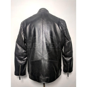 2025 Veste d'hiver à col montant pour hommes en cuir de mouton noir à manches longues style High Street avec service OEM - Product Image 2