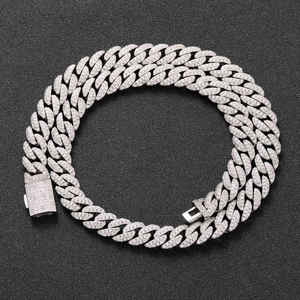 Impresionante Cadena Cubana con Diamantes Cultivados en Laboratorio, Corte Brillante, Plata de Ley, Chapado en Oro, Brillante, Moderno, Estilo Hip Hop, Unisex - Product Image 4