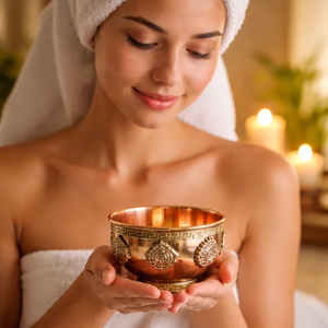 Bol rituel de méditation, ustensiles spirituels en cuivre, bol en cuivre Vastu, bol en cuivre pour usage en temple, accessoires de méditation yoga - Product Image 5