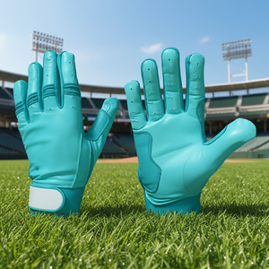 Gants de frappe de baseball professionnels personnalisés en cyan, légers, durables, prix d'usine, équipement sportif OEM, ambidextres, fermeture à boucle et crochet - Product Image 1
