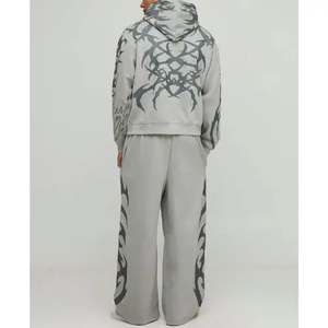 ชุดวอร์มลำลองสำหรับผู้ชายชุดเสื้อฮู้ดและกางเกงสำหรับฟิตเนสโอเวอร์ไซส์ - Product Image 5