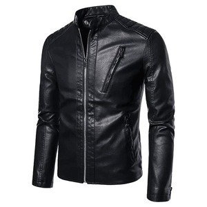 <b>Leather</b> <b>Jacket</b> OEM Custom Design Stand Collar Vintage Zipper <b>Leather</b> <b>Jacket</b> Outdoor Autumn <b>Long</b> Sleeve PU <b>Leather</b> <b>Jacket</b> - Product Image 2