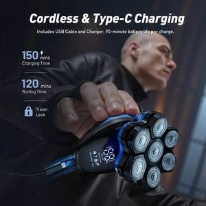 Afeitadoras Eléctricas Rotatorias Impermeables IPX6 para Hombre, Uso en Seco/Húmedo, Pantalla LED, Recargables, Carga Rápida para Afeitar la Cara - Product Image 6