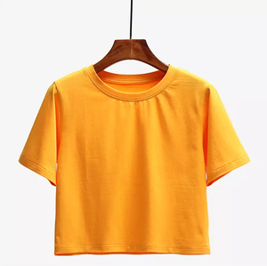 Tops Cortos de Mujer, Ajustados, Casuales, de Manga Corta, Transpirables, de Secado Rápido, Tejido de Punto de Spandex/Poliéster, para Verano, Pakistán - Product Image 4