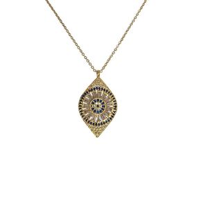 Collier à pendentif en métal doré design mauvais œil - Product Image 1
