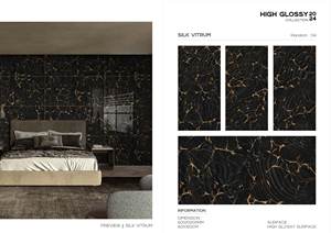 Sahara Noir 600x1200mm Apartamento Marrón Diseño moderno Textura de piedra Mármol pulido Azulejo de piso de porcelana de cerámica brillante - Product Image 3