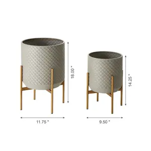 Superior Quality Nordic light luxury creative gold 2 Piece Metal Plant Stand Set For Restaurant Resort Hotel Entryway Decoration