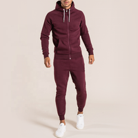 Conjunto Deportivo de Invierno para Hombre, Chándal Informal de Cremallera Completa, para Correr, Trotar, Atlético, Color Sólido, 100% Algodón