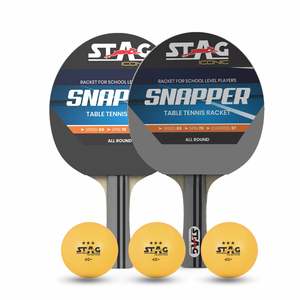 STAG ICONIC Snapper Series Sport Playset Raquettes de tennis de table avec caoutchouc à picots vers l'extérieur, bois de peuplier durable, poids 200g - Product Image 1