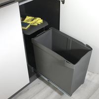 Emuca España 8906923 Cubo de Reciclaje de Cocina de 30L, Inteligente, de Acero y Plástico Gris, con Fijación Inferior y Extracción Automática
