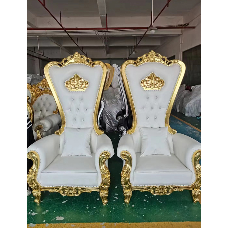 Kursi pernikahan murah klasik royal throne emas untuk pengantin pria, kursi pesta acara Raja takhta