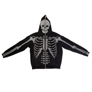 Otoño Invierno Full Zip Hoodie Sudadera de mujer Halloween Skeleton Print Hoodie Latest 2024 - Product Image 4