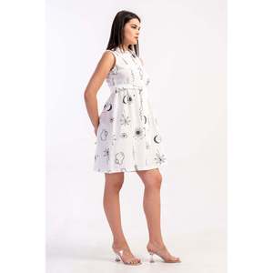 Robe sans manches KADIN KIBRIS avec col boutonné et ceinture, sans pieds - BLANC - BLANC - Product Image 5