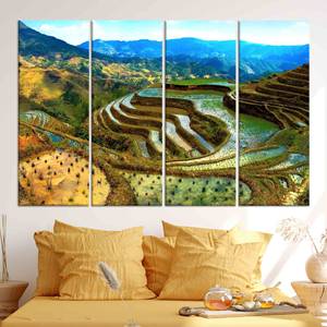 Superbes terrasses de rizières de Banaue aux Philippines, œuvre d'art imprimée sur toile, lot de 4 toiles - Product Image 1