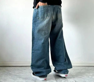 Jeans de Hombre de Corte Recto de Alta Calidad Personalizados al por Mayor a BAJO PRECIO, con Letras Personalizadas, de Algodón, Estilo HipHop, Lavados - Product Image 4