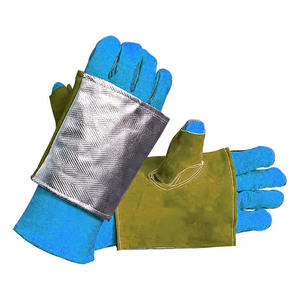 Guantes de soldadura de cuero de vaca de aluminio, guantes de soldadura ignífugos resistentes al calor a la abrasión resistentes al calor - Product Image 2