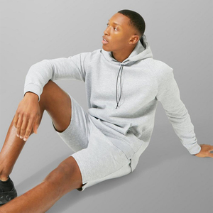 Pantalones cortos con capucha de manga corta personalizados para hombre, conjunto de sudaderas con capucha y pantalones cortos de algodón orgánico 100% de alta calidad, chándales para hombre - Product Image 6