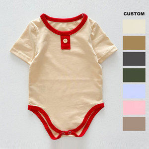 Grenouillère à manches courtes pour bébé Combinaison en coton vierge pour nouveau-né garçons filles Combinaison une pièce - Product Image 1