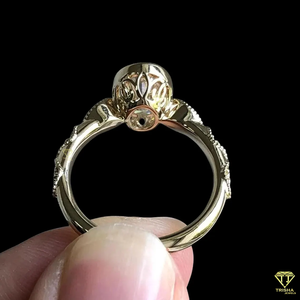 Bague ovale vintage cultivée en laboratoire 925 lunette en argent bague de fiançailles Style Antique Milgrain bijoux de mariage pour femmes - Product Image 3