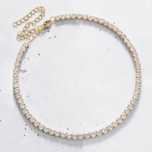 1 chaîne tennis fantaisie personnalisée de qualité supérieure 14k blanc/jaune/or rose élégant argent 4mm Moissanite lunette serti de colliers élégants pour - Product Image 2