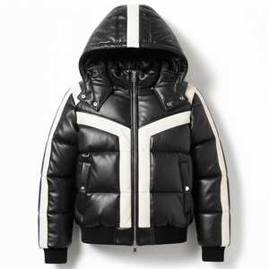 Veste matelassée d'hiver pour homme, style streetwear, doudoune en duvet de canard avec capuche brillante, deux tons, vêtement d'extérieur décontracté, vente chaude - Product Image 2