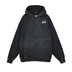 Vente chaude Premium Qualité Hiver Casual Hommes Hoodies Couleur Unie Acide Lavage Polaire Coupe-Vent Respirant Usage Extérieur - Product Image 1