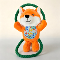 Jouet pour chien en peluche Squeaky Fox avec anneaux en corde de coton, jouet interactif à tirer en peluche douce pour chiens de petite et moyenne taille