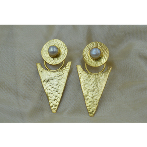 wholesale indian fashion <b>jewellery</b> Trending handmade goldplated <b>brass</b> stone stud earing for girls and women - Product Image 1