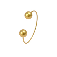 Bracelet ouvert en laiton plaqué or tendance minimaliste moderne pour femmes, sphères audacieuses, bracelet ajustable, vente en gros