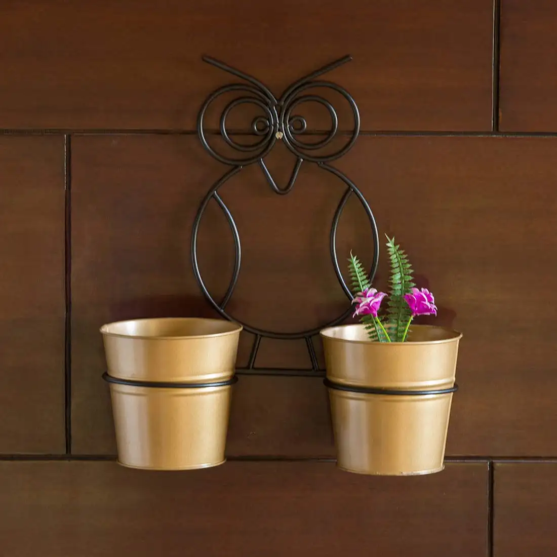 I secchi del gufo vasi per fioriere da parete in ferro zincato Set di 2 fioriere da parete per piante da interno da camera da letto flusso montato su parete