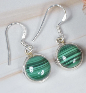 Prix usine direct bijoux faits à la main boucles d'oreilles goutte naturel vert Malachite Cabochon pierres précieuses 925 article cadeau en argent Sterling - Product Image 1