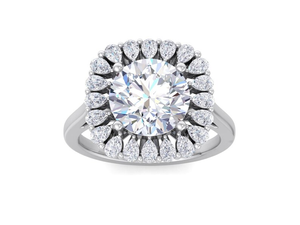 Anillo de Compromiso con Diamante Cultivado en Laboratorio Certificado por IGI, Corte Redondo y en Forma de Pera, Diseño Halo, Oro Blanco de 14K, Anillo de Boda para Venta al Por Mayor de Fábrica - Product Image 2