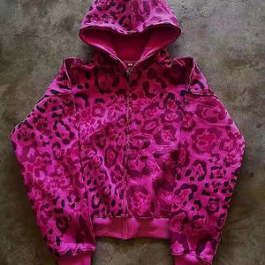 Tracksuits sweatsuit Wholesale Streetwear Custom Heavyweight Oversized <b>Distressed</b> Zip up Boxy Cropped Hoodies sweatpants set Men - Product Image 4