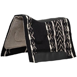 Vente en gros d'équipements équestres, tapis de selle western 100% feutre de laine noire avec un motif tissé coloré - Product Image 1