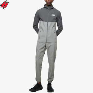 Conjunto de Chaquetas y pantalones de chándal de nailon con capucha y cremallera cortavientos transpirable personalizado, chándal cortavientos de retazos ligero - Product Image 1