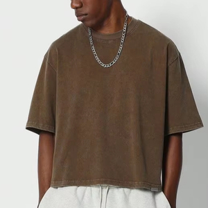 Camisetas de gran tamaño para hombre, camisetas holgadas Unisex de algodón, Camisetas básicas holgadas informales de verano lavadas con ácido Vintage - Product Image 1
