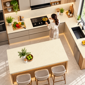Encimera de Piedra Artificial de Cuarzo Pulido, Estilo Mimbre, Moderna, para Sala de Estar, Interiores Modernos, Ambiente de Calidad - Product Image 2