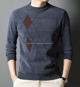 Suéter de bloque de color rojo y blanco para hombres y mujeres, Jersey de punto informal, cuello redondo, ropa de invierno cálida y elegante con manga a rayas - Product Image 1