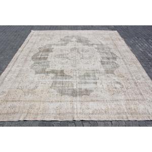 Alfombra vintage extragrande de 11.1x12.3 pies, alfombra turca gris con motivos de plantas y árboles - Product Image 1