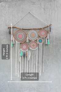 Bonne qualité tissé à la main en macramé tenture murale Art déco Design anneaux pour la décoration intérieure pour salon et chambre à coucher - Product Image 5