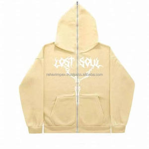 Sweat à capuche en molleton lourd imprimé personnalisé 100% coton, manches longues, fermeture éclair complète, commande minimale faible - Product Image 6