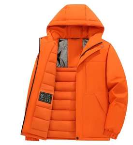 Chaqueta Casual de Piel de Pescado con Capucha Acolchada, Gruesa, Cortavientos, con Cierre Frontal y Cuello Alto con Logotipo - Product Image 2