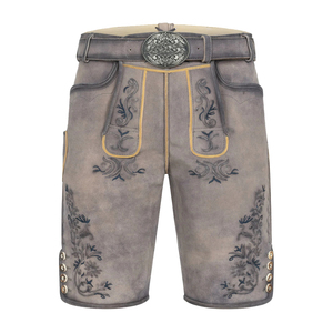 Bavarian Lederhosen Eco-Friendly German <b>Shorts</b> with Embroidered Vintage Pattern Customizable Solid Classic Design - Product Image 1