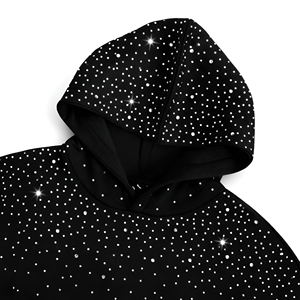 Custom <b>Black</b> Starry Print Cropped Hoodie Long Sleeve Pullover <b>Sweatshirt</b> for <b>Women</b> Streetwear Fashion Apparel Wholesale OEM Go - Product Image 2