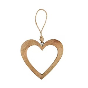 Adornos de árbol de Navidad de madera de mango colgante en forma de corazón para decoraciones de árboles de Navidad de vacaciones - Product Image 1